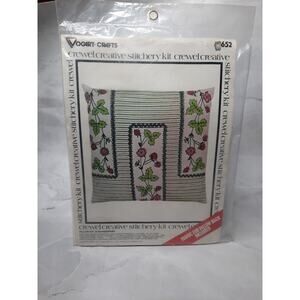 1970's Vogart Crewel Creative Stitchery Pillow Kit Strawberries 13x13